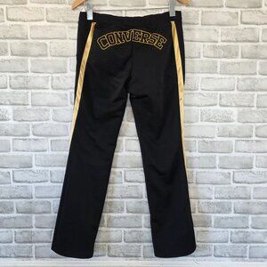 Vintage Converse Black Gold Track Pants Side Stripe Med Hong Kong Retro 90s Med
